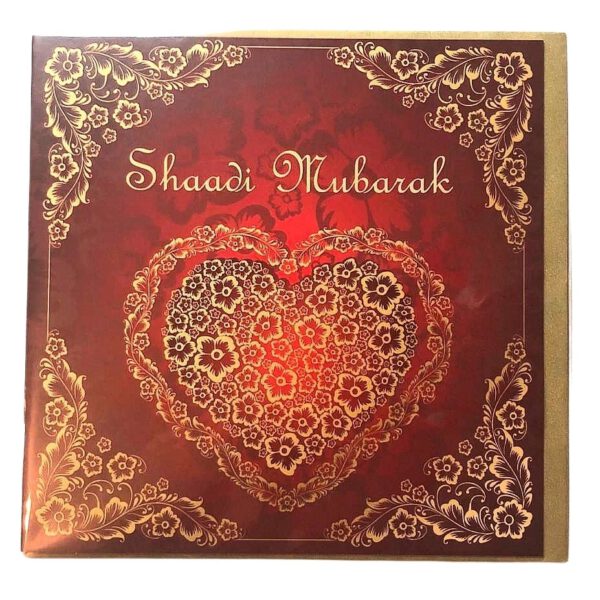 4049053389.jpg Shaadi Mubarak Card - Red & Gold Heart