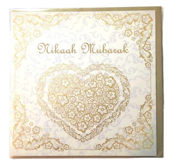 4049065542.jpg Nikaah Mubarak - gold heart Card