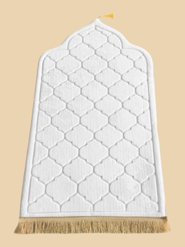 4146484319.jpg Dome Luxury Prayer Mat White (Free Bag)