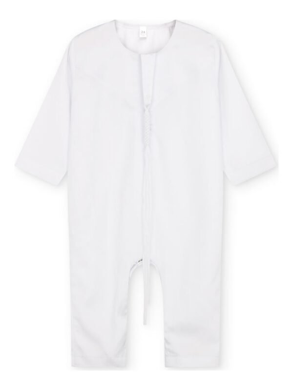 4147293861.jpg Baby Romper Thobe - White Emirati